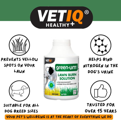 VETIQ Green-Um, 175 Tablets, Lawn Burn Solution, Prevents Yellow Spots, Neutraliser for Dog Urine