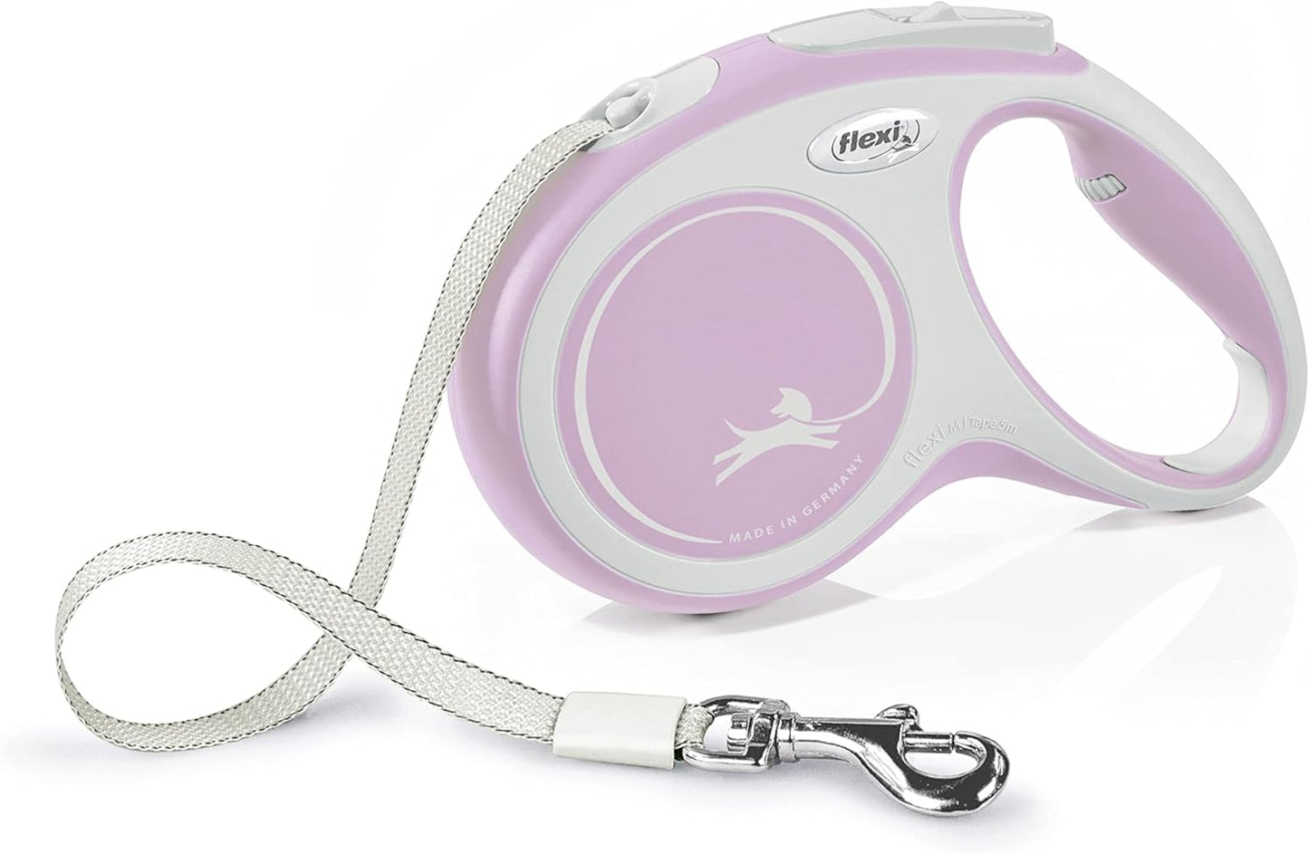 Flexi New Comfort Tape Grey & Rose Medium 5m Retractable Dog Leash/Lead for Dogs up to 25kgs/55lbs