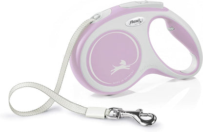 Flexi New Comfort Tape Grey & Rose Medium 5m Retractable Dog Leash/Lead for Dogs up to 25kgs/55lbs