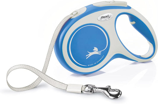 Flexi New Comfort Tape Grey & Blue Medium 5m Retractable Dog Leash/Lead for Dogs up to 25kgs/55lbs