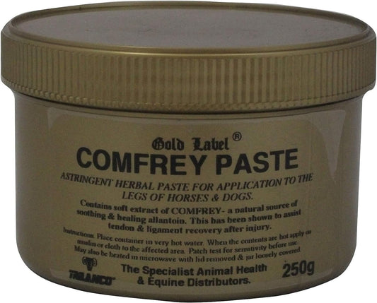 Discover the power of Gold Label TR-GLD0121 Comfrey Paste, a soothing aid for equestrians in a standard size