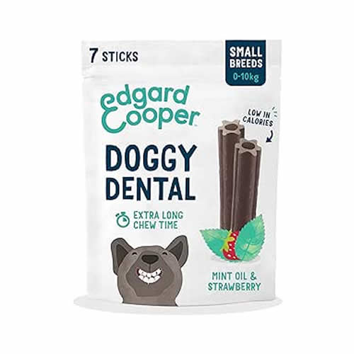 Natural Small Dog Dental Stick Treats - 7 Chew Sticks for Dental Hygiene, Mint & Strawberry