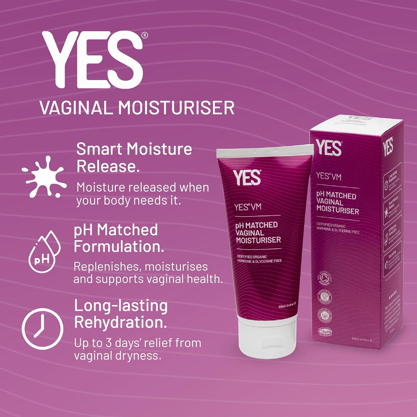 YES VM Water-Based Vaginal Moisturiser Long-Lasting Comfort & Menopause Support