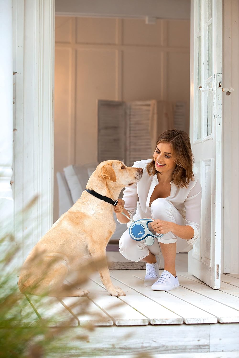 Flexi New Comfort Tape Grey & Blue Large 5m Retractable Dog Leash/Lead for Dogs up to 60kgs/132lbs