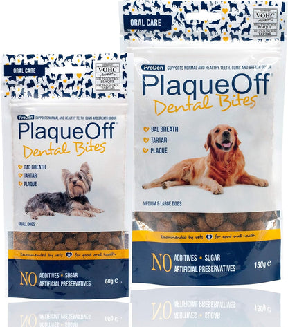 PlaqueOff Dental Bites For Dogs Over 10 kg Bad Breath, Plaque, Tartar, 150 g