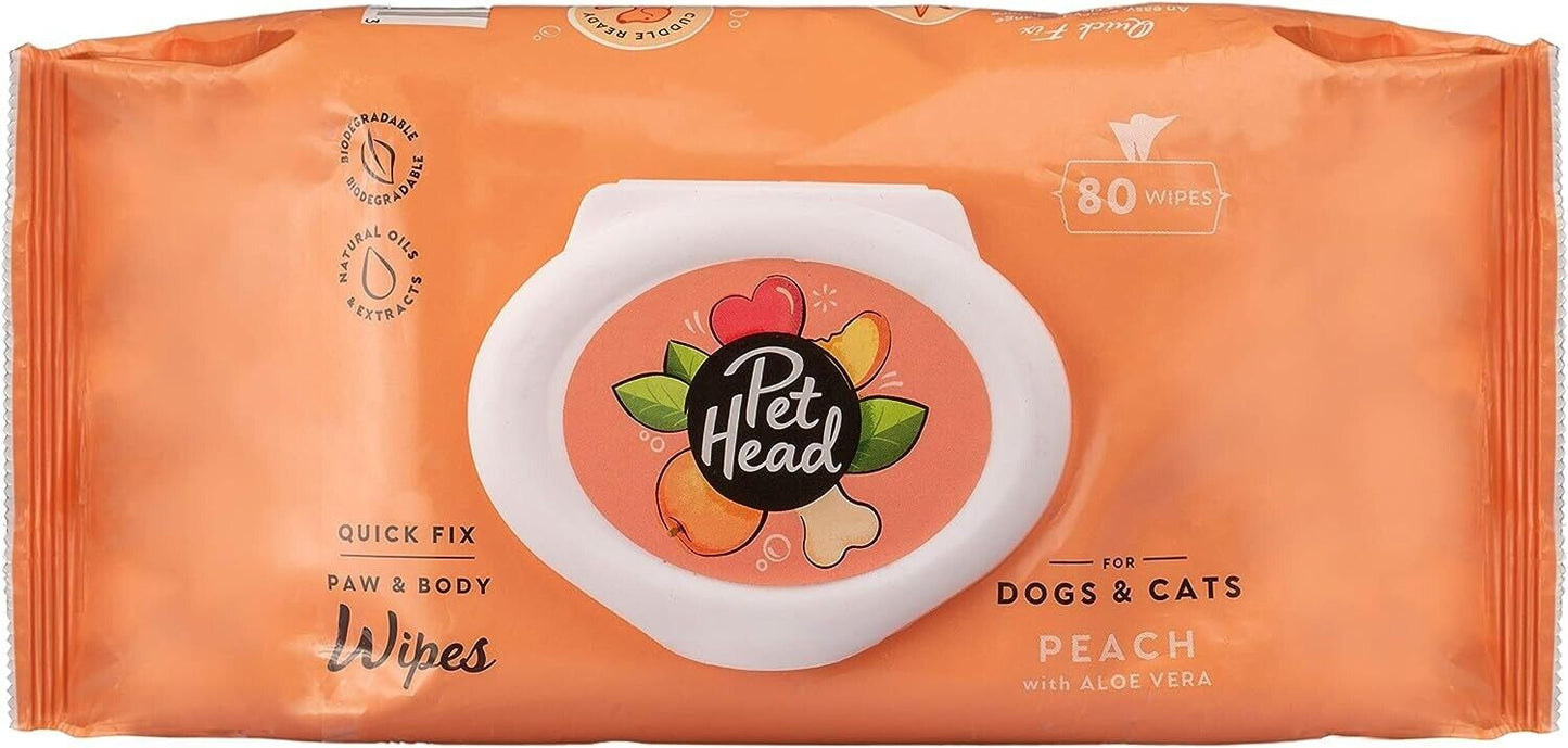 Pet Head Wipes 80pk - Quick Fix Hygiene Wipes