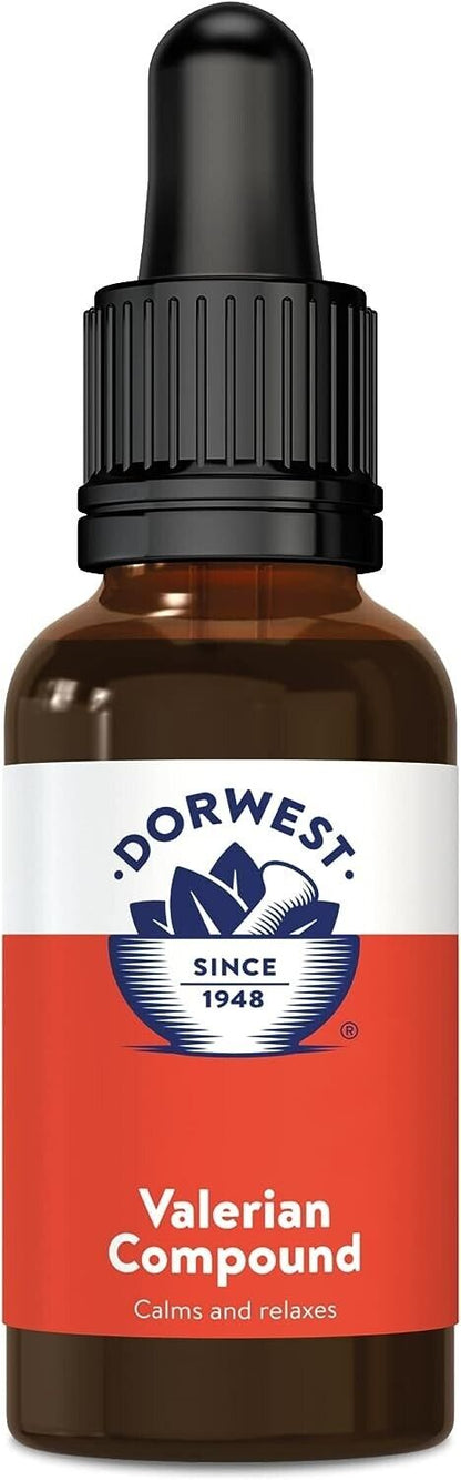 Dorwest Herbs Valerian Compound: 30ml Calming Solution for Dogs & Cats