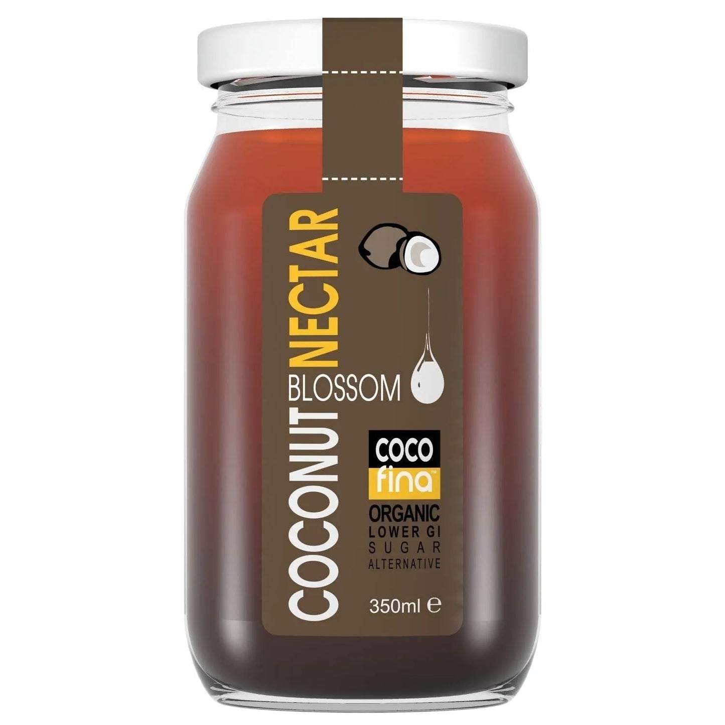 Cocofina Organic Coconut Sugar Nectar Low Glycemic Unrefined Glass Jar