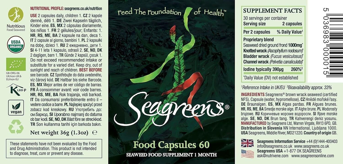 Seagreen Seaweed Food Supplement 60 Capsules, 2-Month Supply