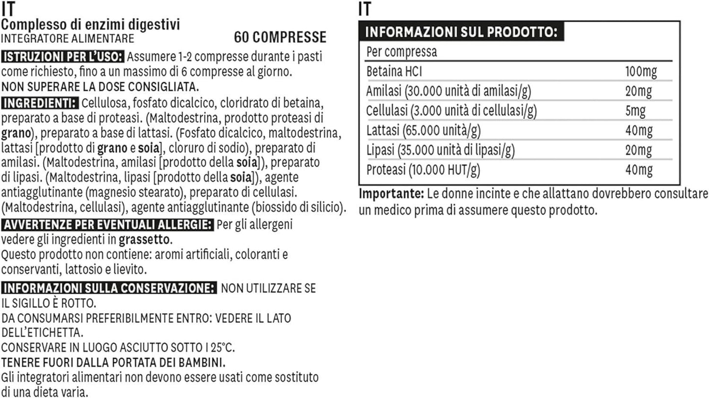 Natures Aid Digestive Enzyme Complex (60 Tablets) with Betaine HCI