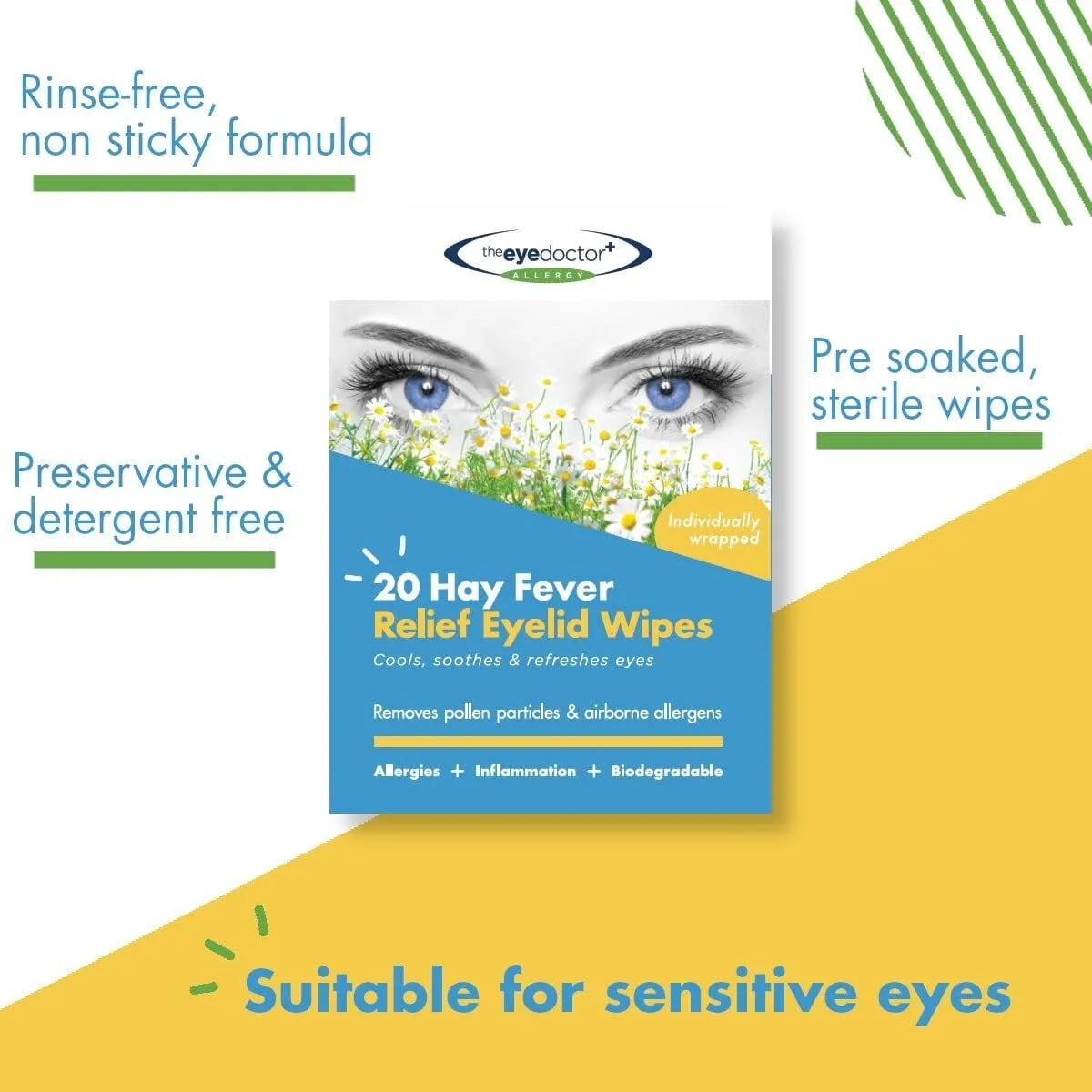 The Eye Doctor Hay Fever Relief Eyelid Wipes 20 Singles