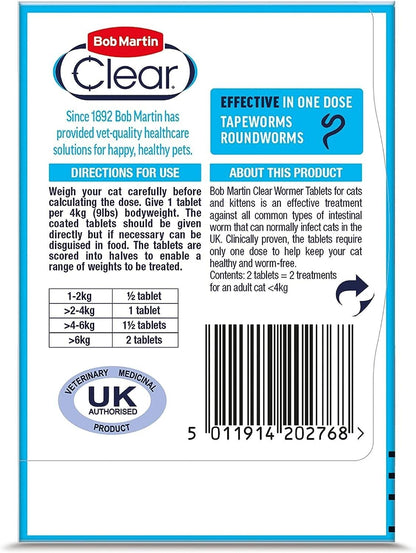 Bob Martin Clear Wormer Tablets for Cats and Kittens