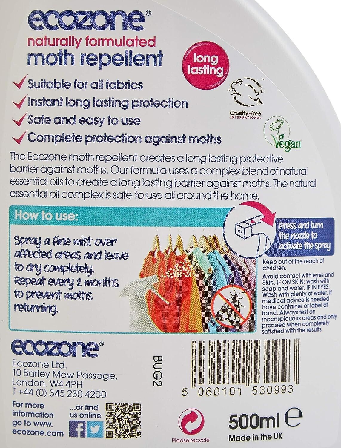 Ecozone Moth Repellent 500ml Defense Against Moths