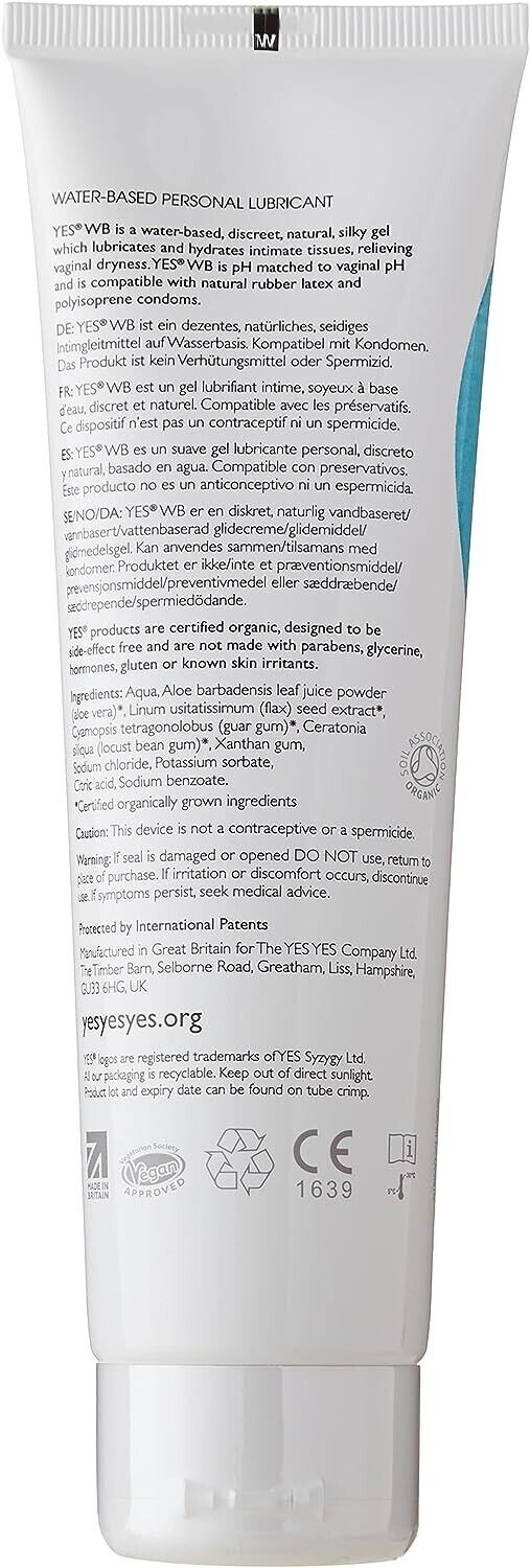 Yes Organic Water-Based Personal Lubricant - 150ml