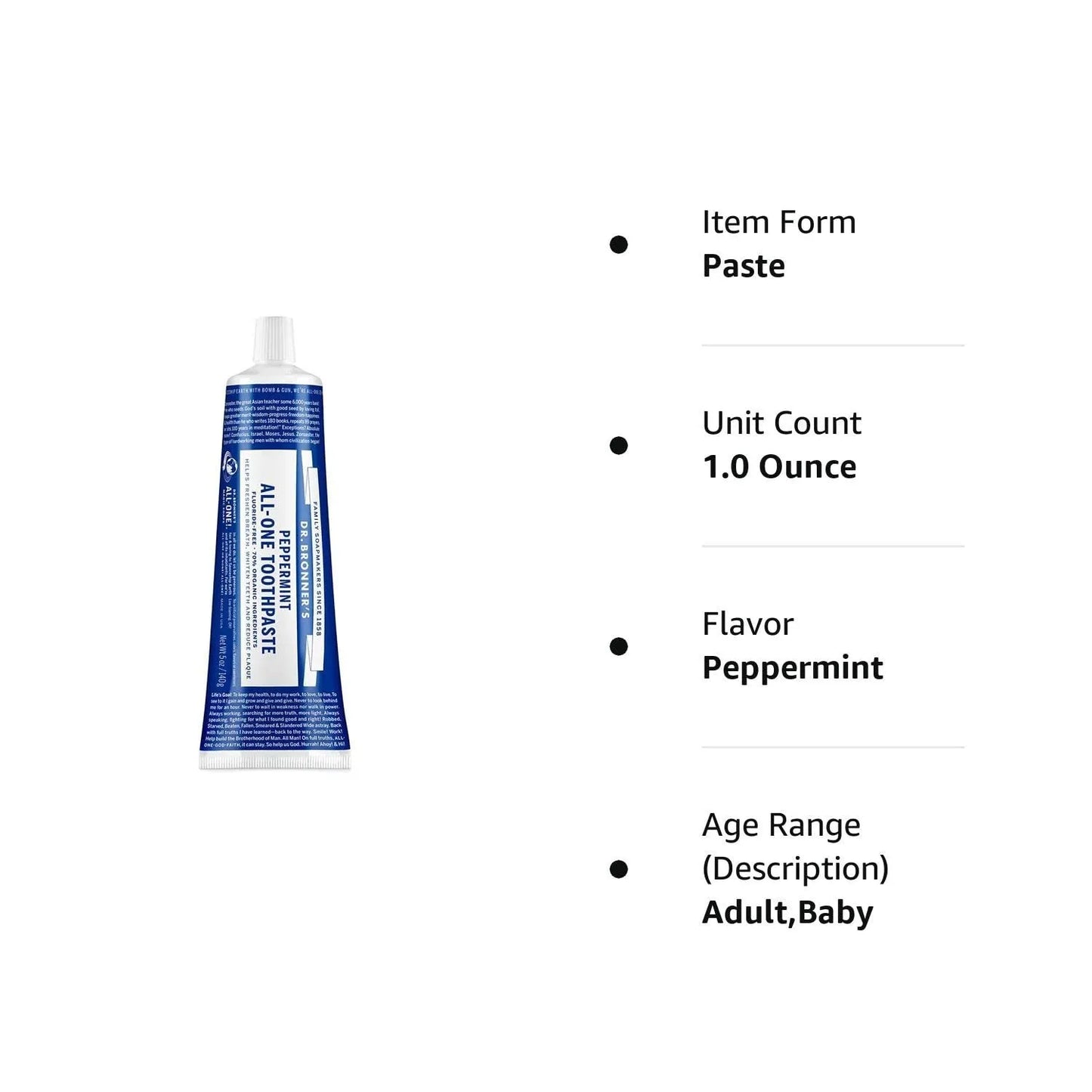 Dr. Bronner's Peppermint Toothpaste Freshen Your Smile