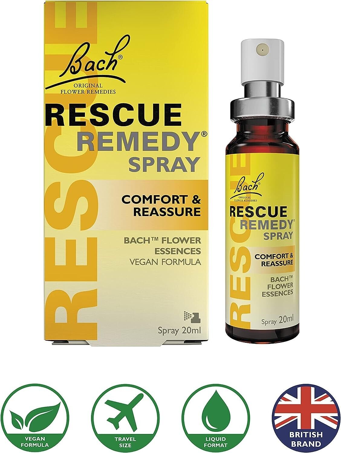 Bach Rescue Remedy Spray Traditionally Used to Relieve Stress Symptoms - 20ml