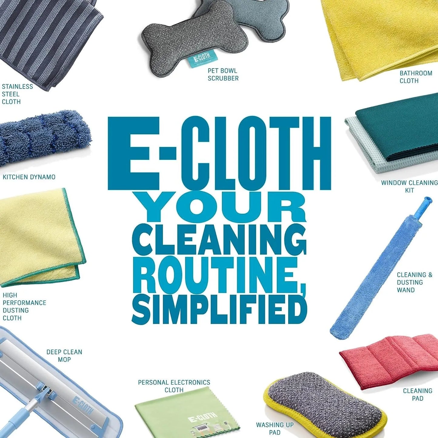 E-Cloth Glass Window Pack 2 Microfibre Cloths for Chemical-Free Cleaning