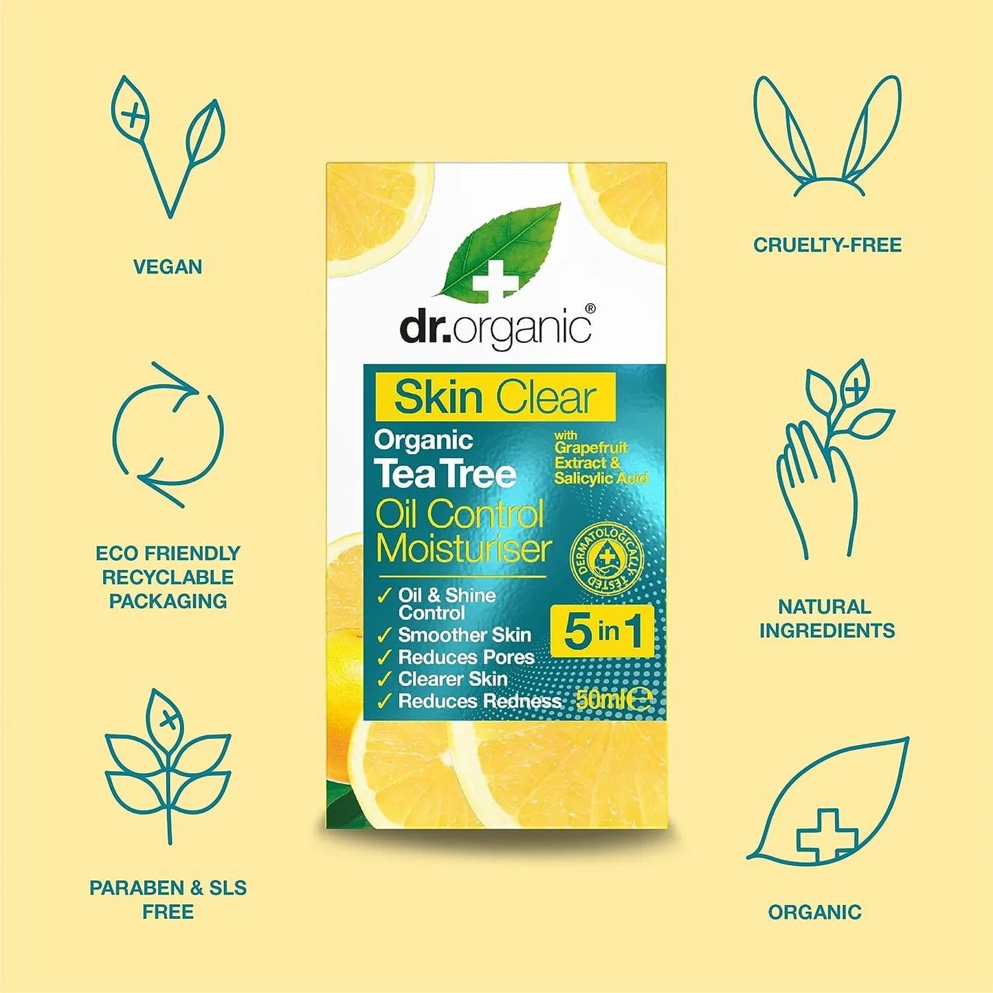 Dr Organic Skin Clear Tea Tree Oil Control Moisturiser for Clearer Skin