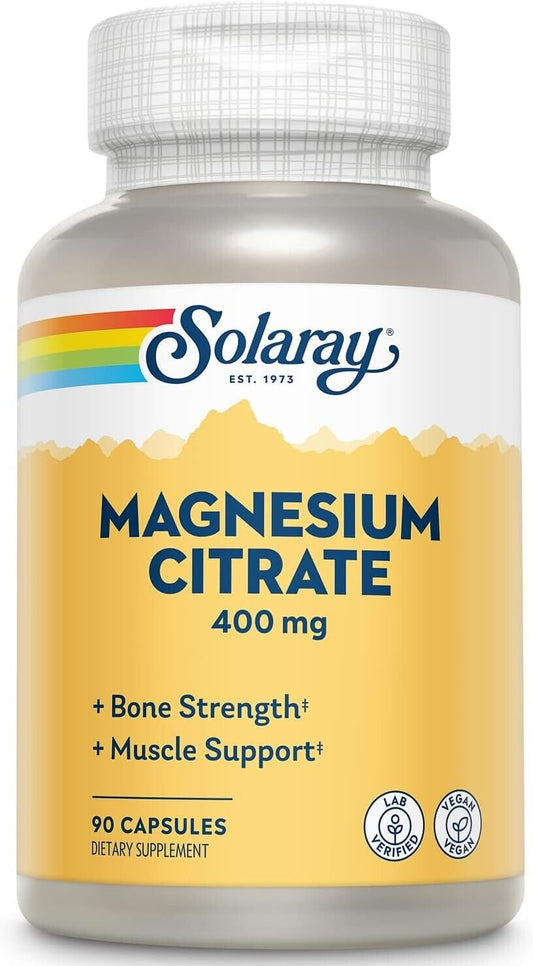 Solaray Magnesium Citrate 400mg 90 VegCaps for Vitality