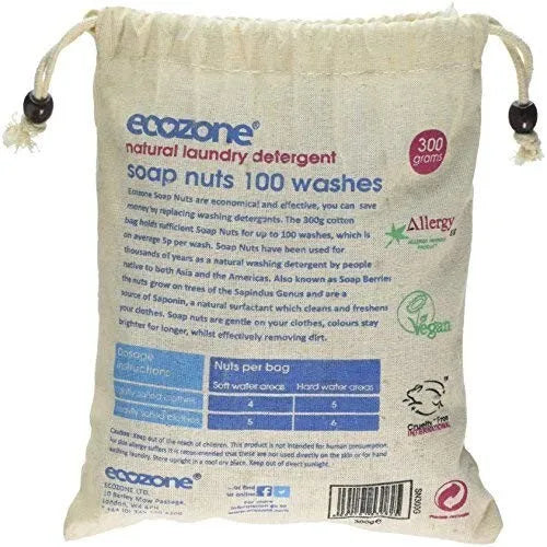 Ecozone Soap & Indian Wash Nuts Bag Replaces Laundry Powder 100 Washes